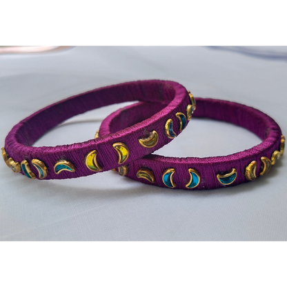 Moon-Stone Violet Bangles | Traditional Fusion Elegance