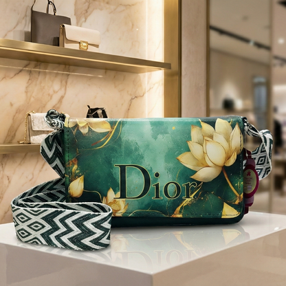 Emerald Lotus Print Sling Bag