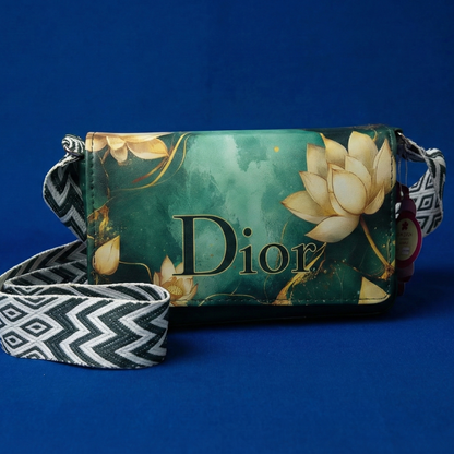 Emerald Lotus Print Sling Bag