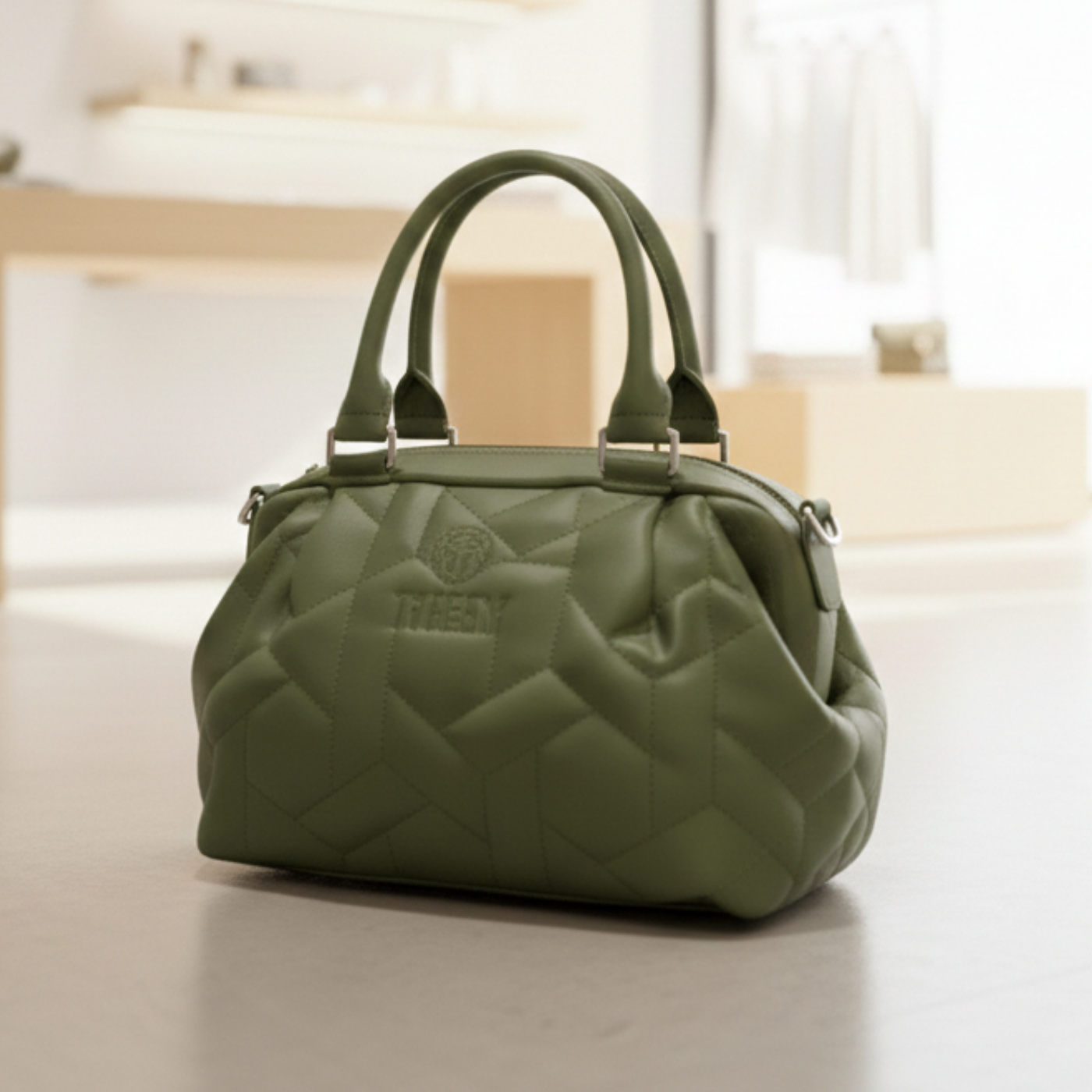 Olive Green Quilted Handbag