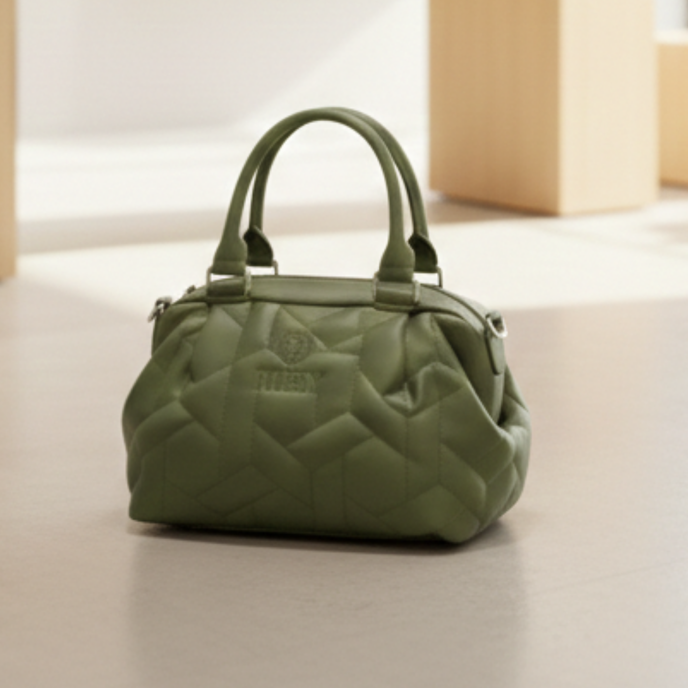 Olive Green Quilted Handbag