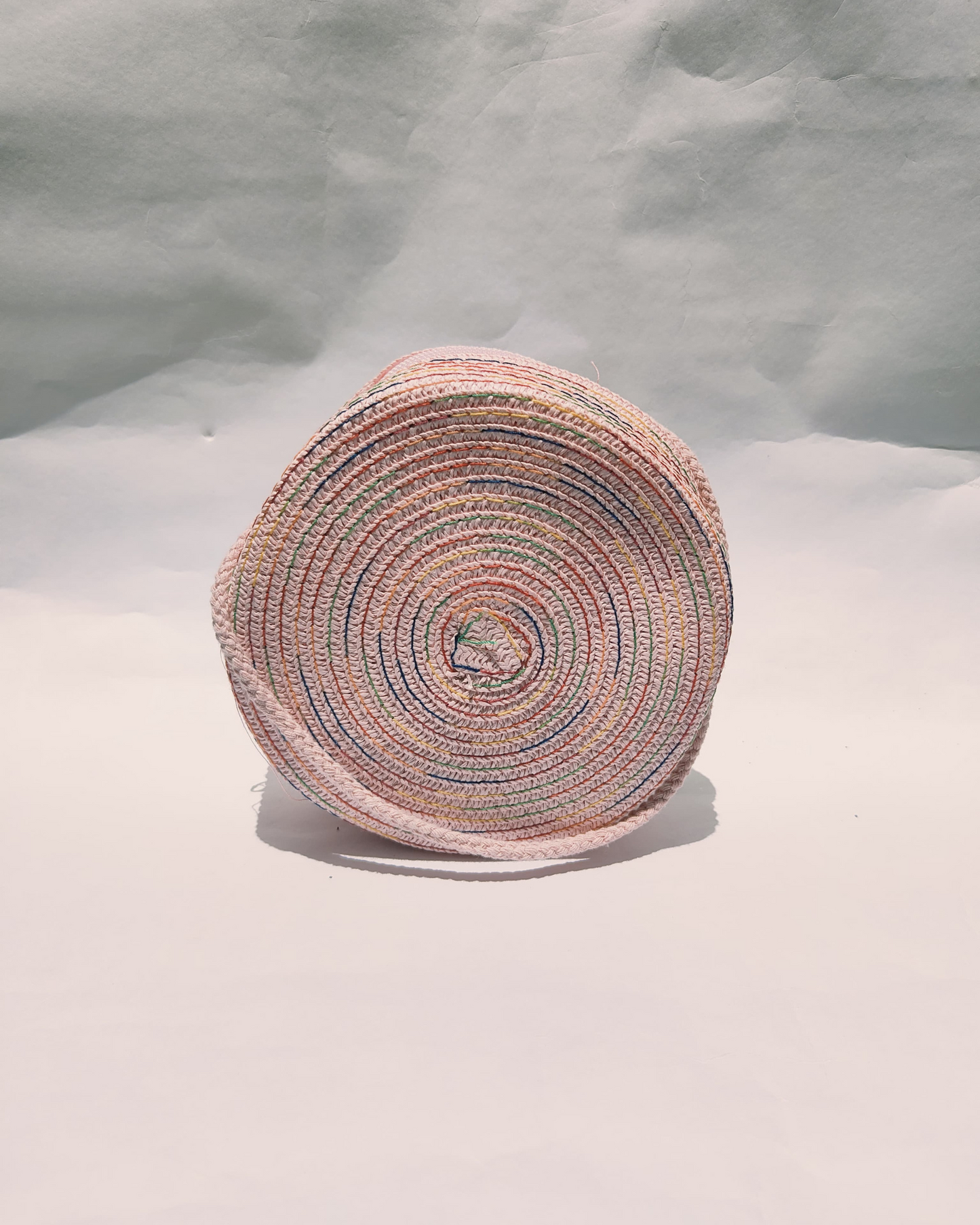 Handwoven Rainbow Sling Bag with Plush Flower – Crafted by Rural Artisans